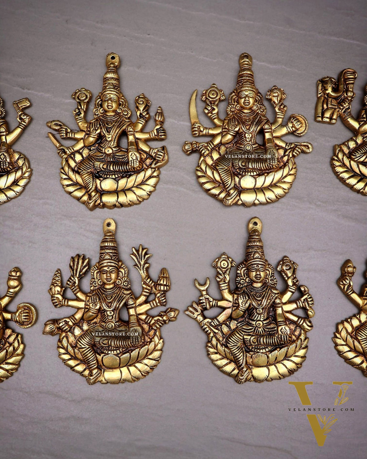 Brass Superfine Ashtalakshmi Wall Hanging Set – Intricate Detailing 5.5"