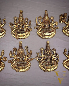 Brass Superfine Ashtalakshmi Wall Hanging Set – Intricate Detailing 5.5"