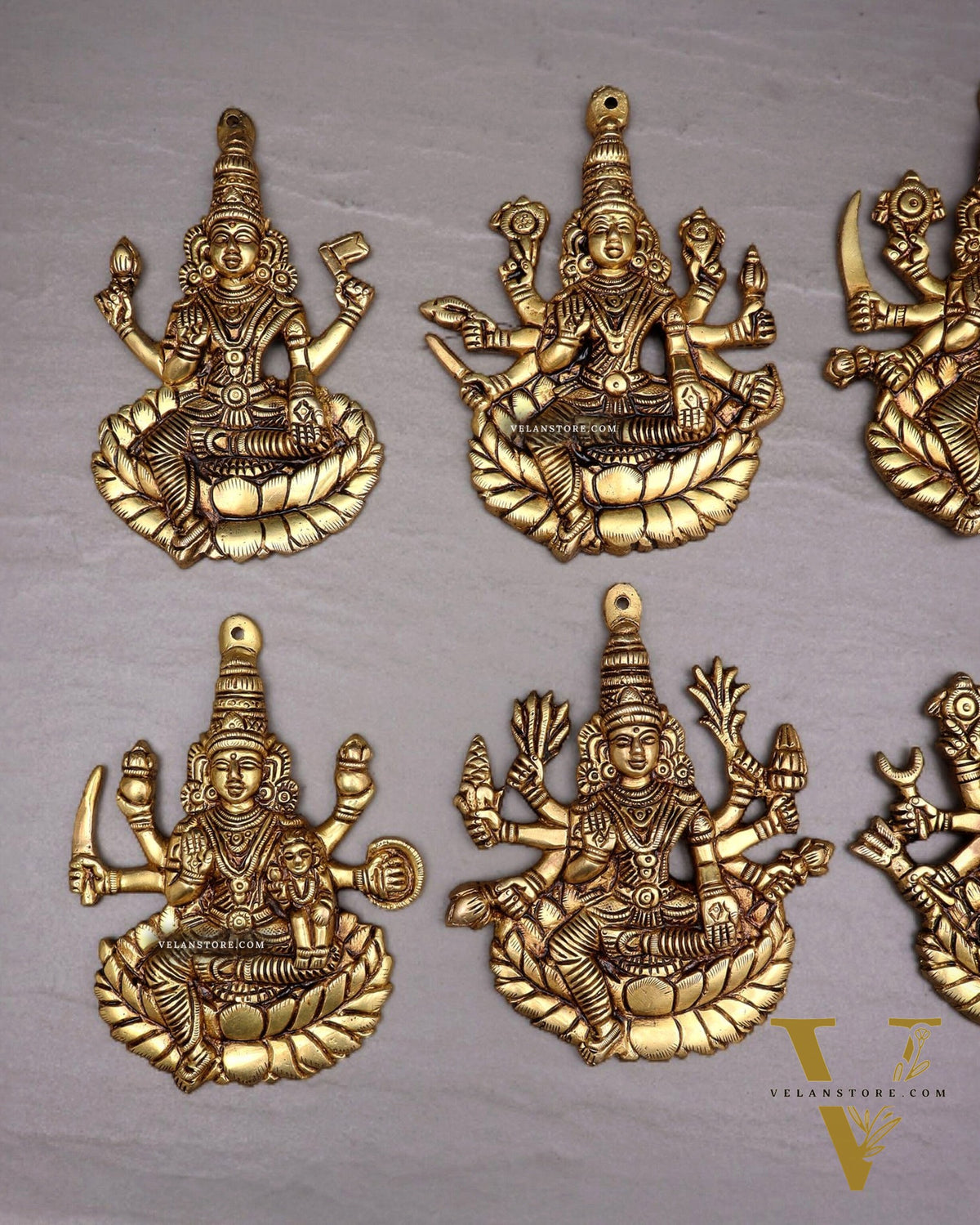 Brass Superfine Ashtalakshmi Wall Hanging Set – Intricate Detailing 5.5"