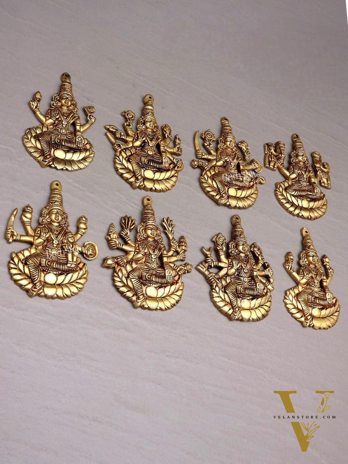Brass Superfine Ashtalakshmi Wall Hanging Set – Intricate Detailing 5.5"