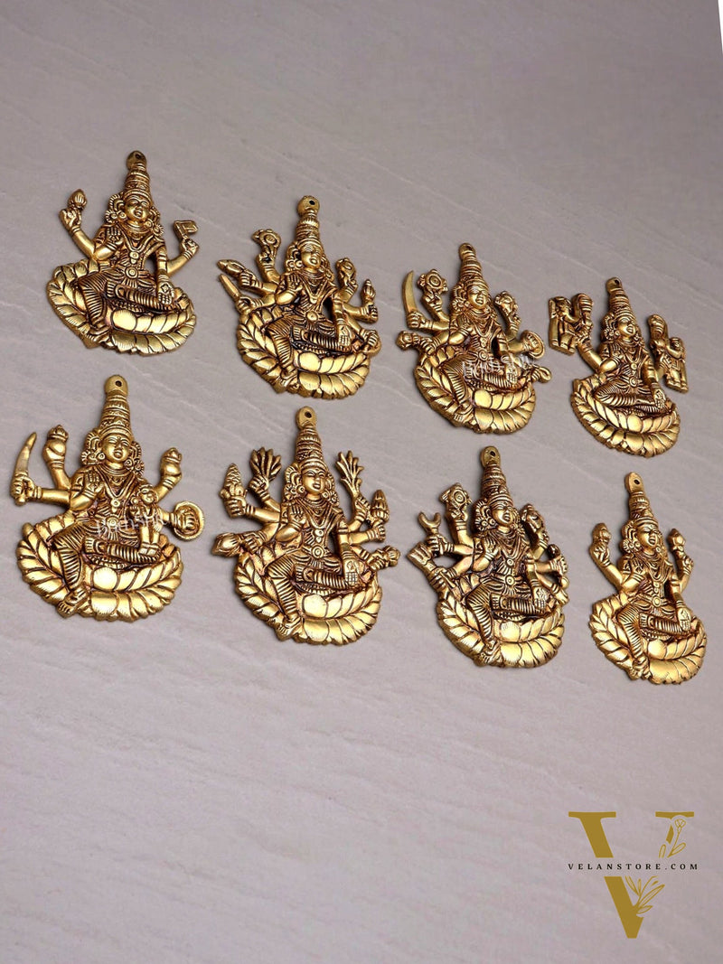 Brass Superfine Ashtalakshmi Wall Hanging Set – Intricate Detailing 5.5"