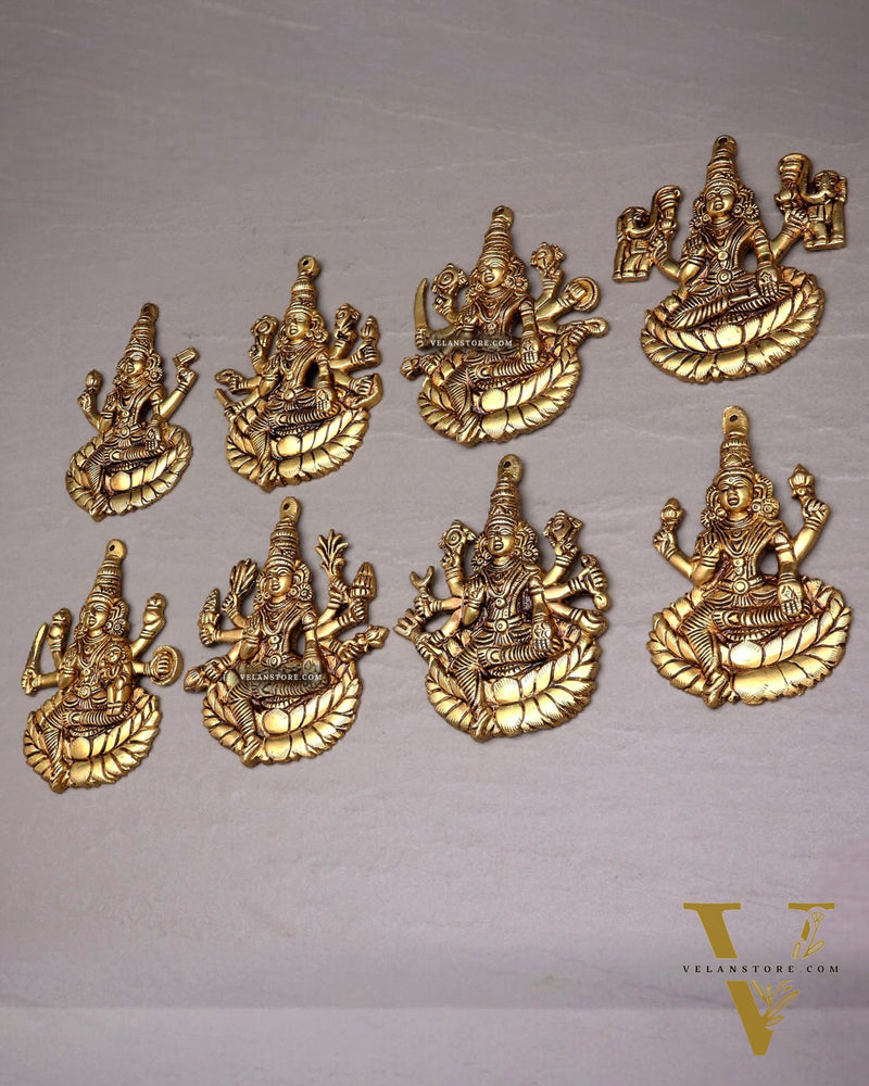 Brass Superfine Ashtalakshmi Wall Hanging Set – Intricate Detailing 5.5"