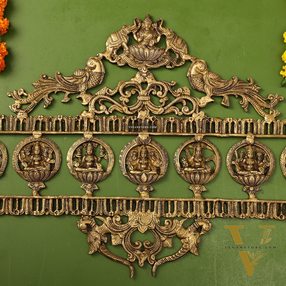Brass Superfine Ashtalakshmi with elephants Wall Hanging Panel 30"