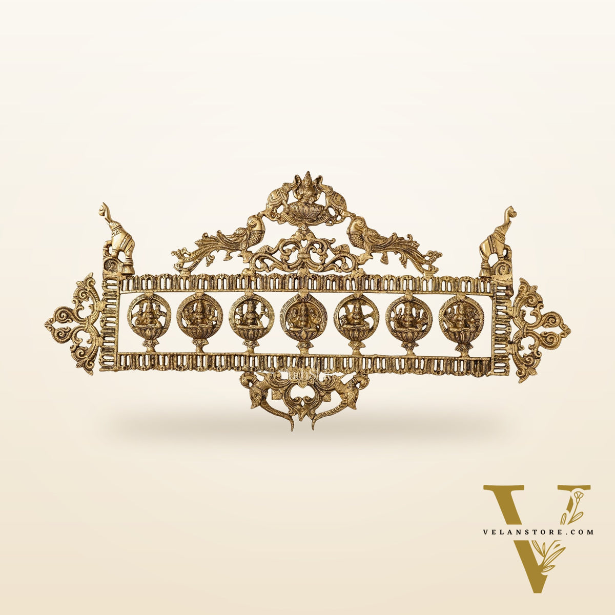 Brass Superfine Ashtalakshmi with elephants Wall Hanging Panel 30"