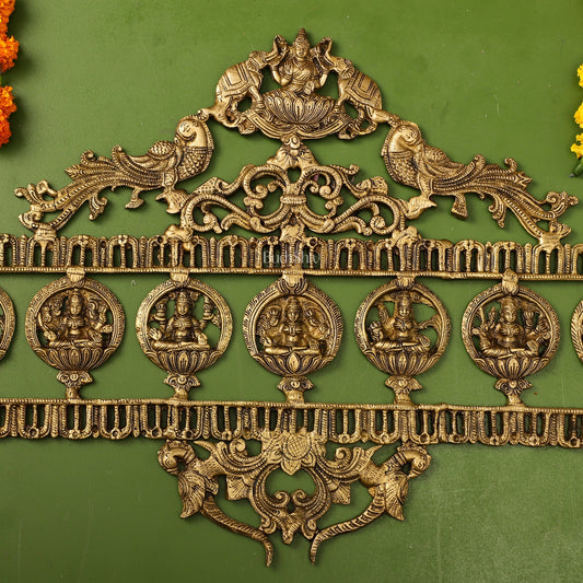 Brass Superfine Ashtalakshmi with elephants Wall Hanging Panel 30"