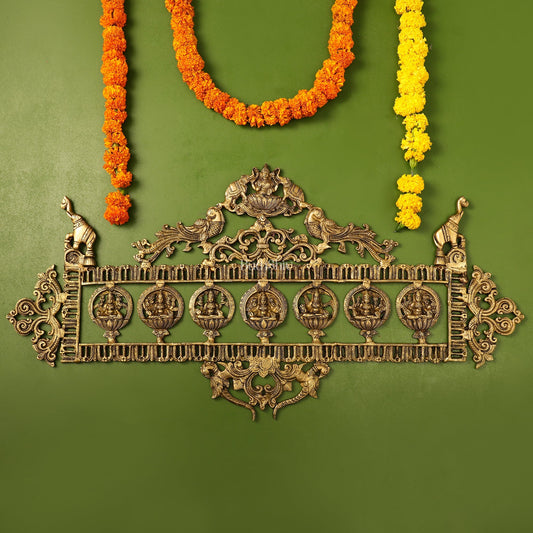 Brass Superfine Ashtalakshmi with elephants Wall Hanging Panel 30"