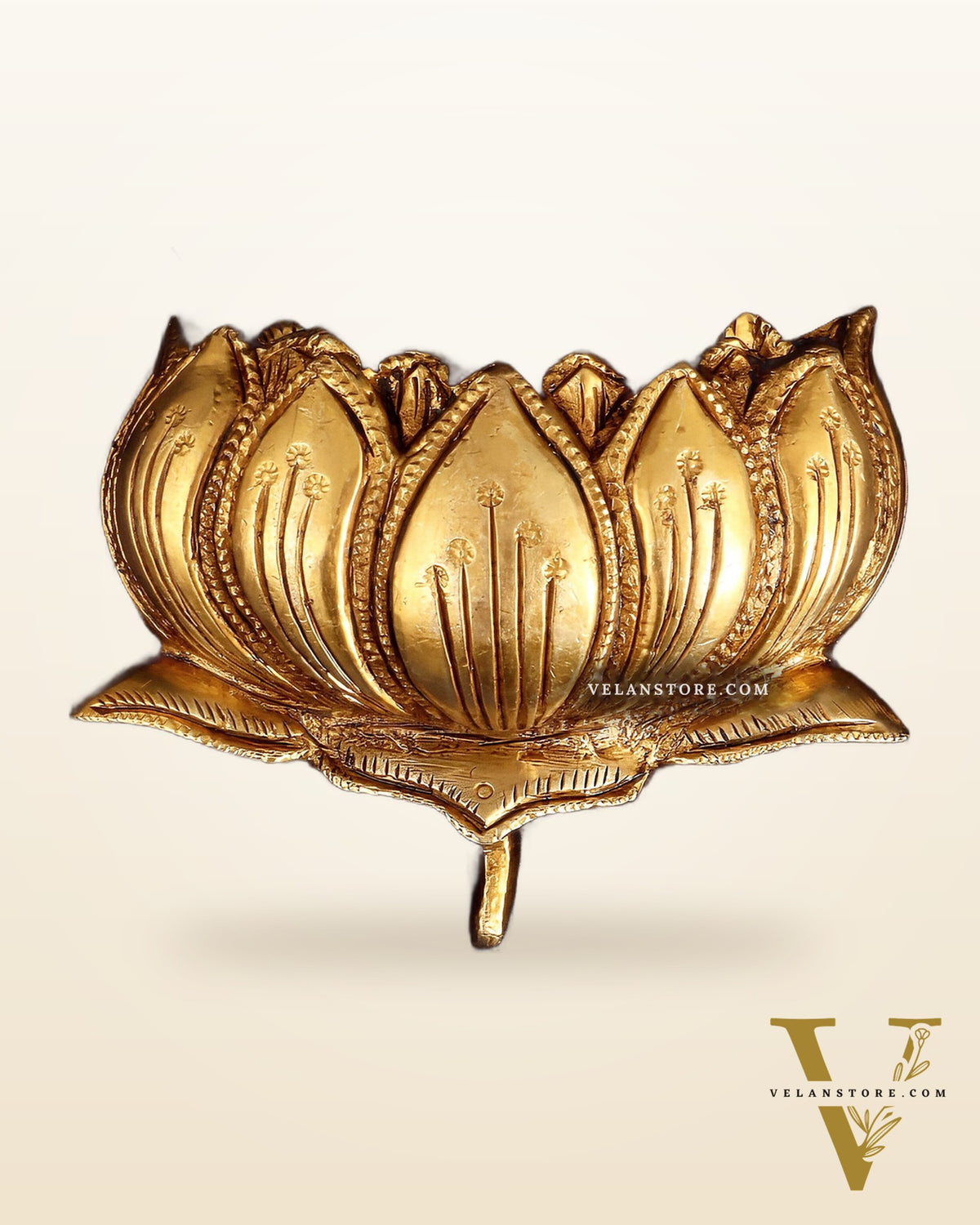 Brass Superfine Auspicious Lotus (Kamal) Wall Hanging – Temple or Home Decor 4"
