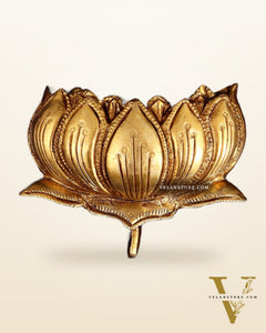 Brass Superfine Auspicious Lotus (Kamal) Wall Hanging – Temple or Home Decor 4"