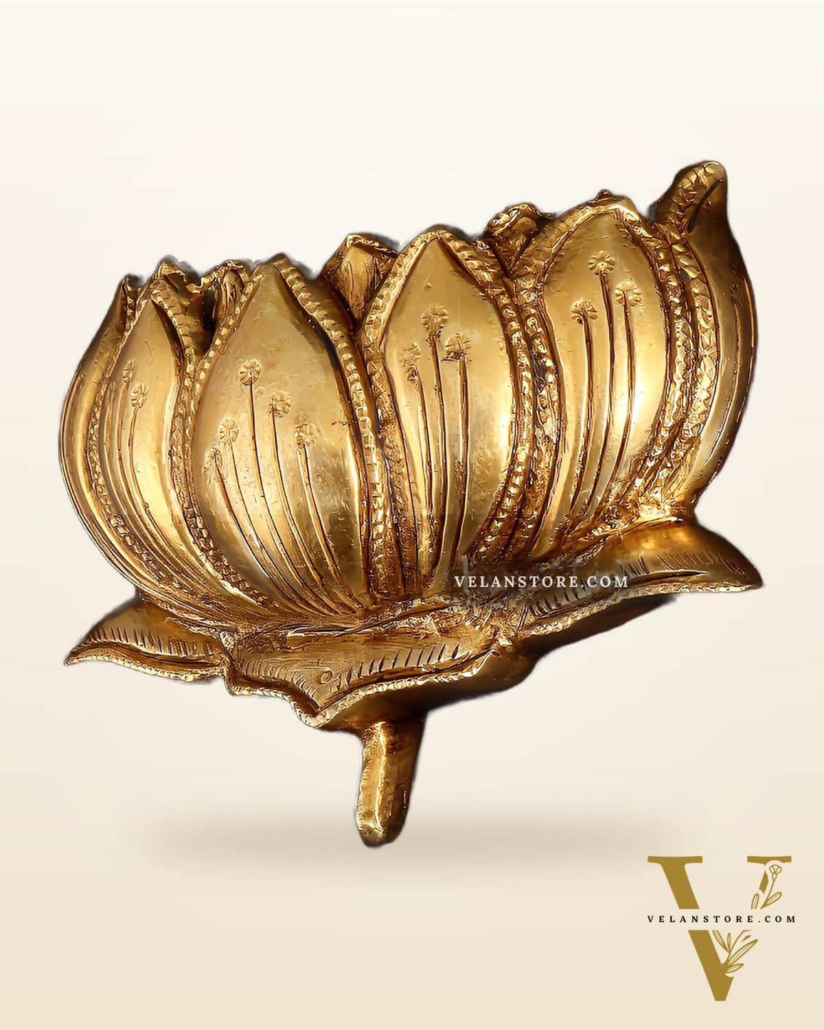 Brass Superfine Auspicious Lotus (Kamal) Wall Hanging – Temple or Home Decor 4"
