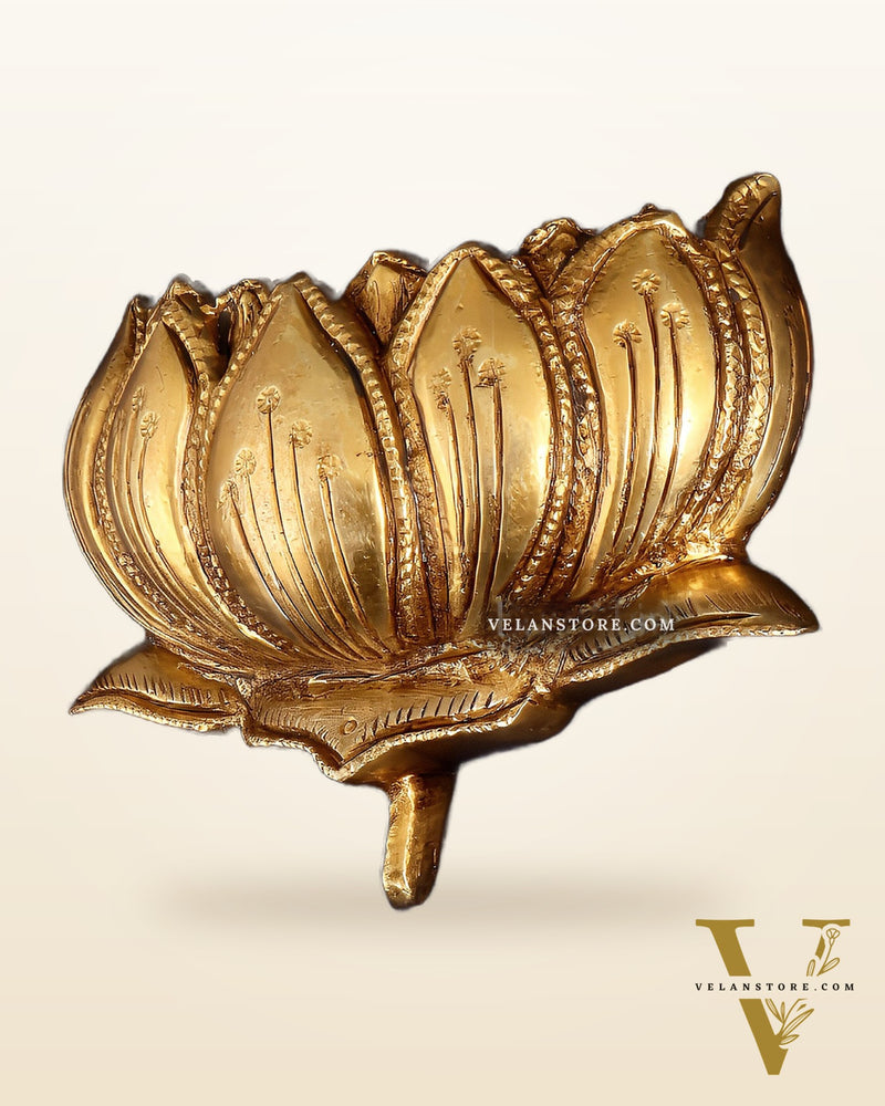Brass Superfine Auspicious Lotus (Kamal) Wall Hanging – Temple or Home Decor 4"