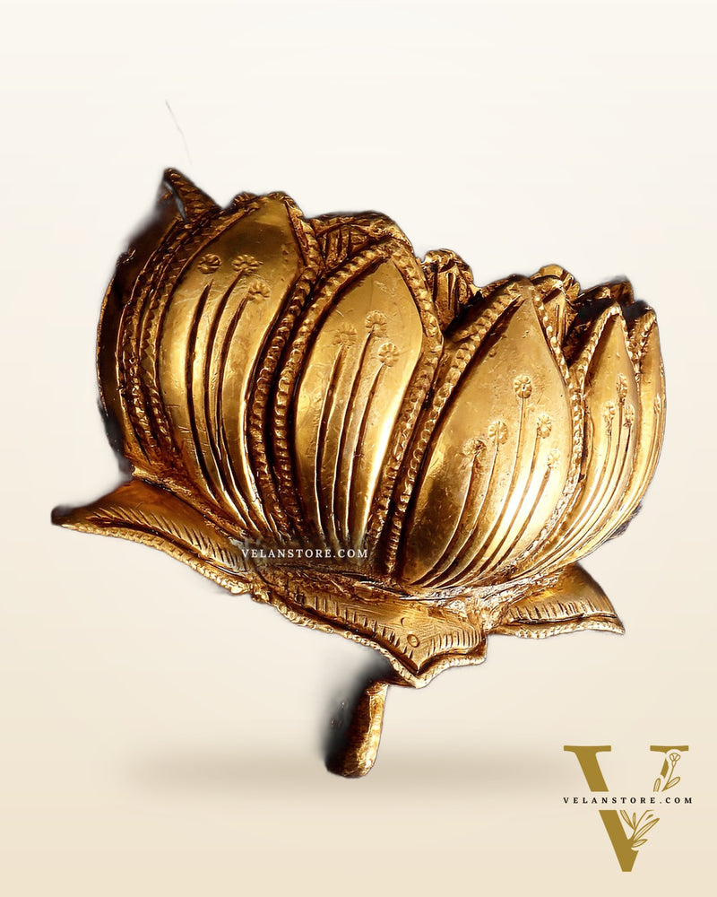 Brass Superfine Auspicious Lotus (Kamal) Wall Hanging – Temple or Home Decor 4"