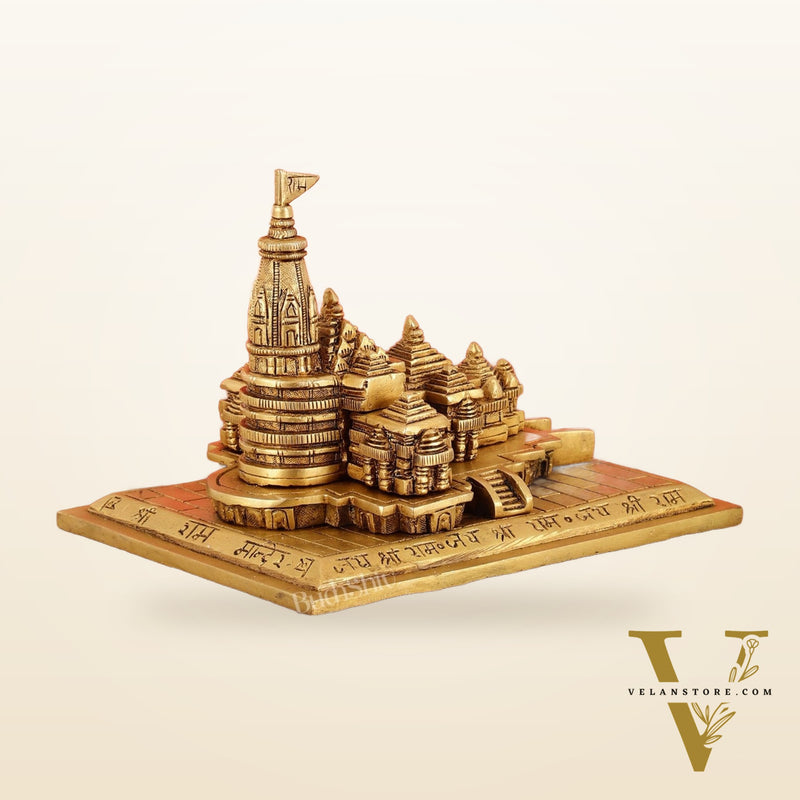 Brass Superfine Ayodhya Shri Ram Mandir Statue - 5 Inch