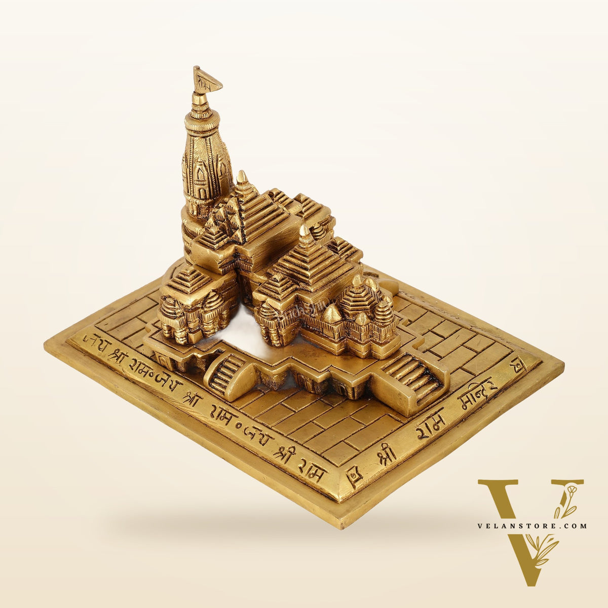 Brass Superfine Ayodhya Shri Ram Mandir Statue - 5 Inch