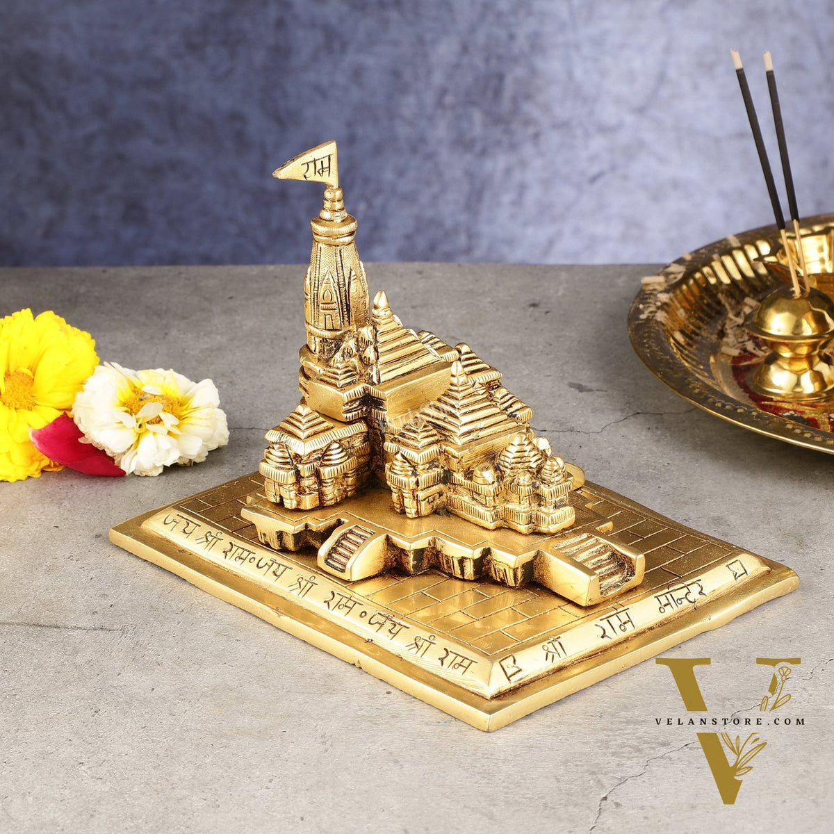 Brass Superfine Ayodhya Shri Ram Mandir Statue - 5 Inch