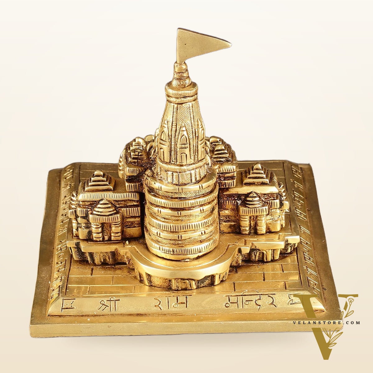 Brass Superfine Ayodhya Shri Ram Mandir Statue - 5 Inch