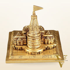 Brass Superfine Ayodhya Shri Ram Mandir Statue - 5 Inch