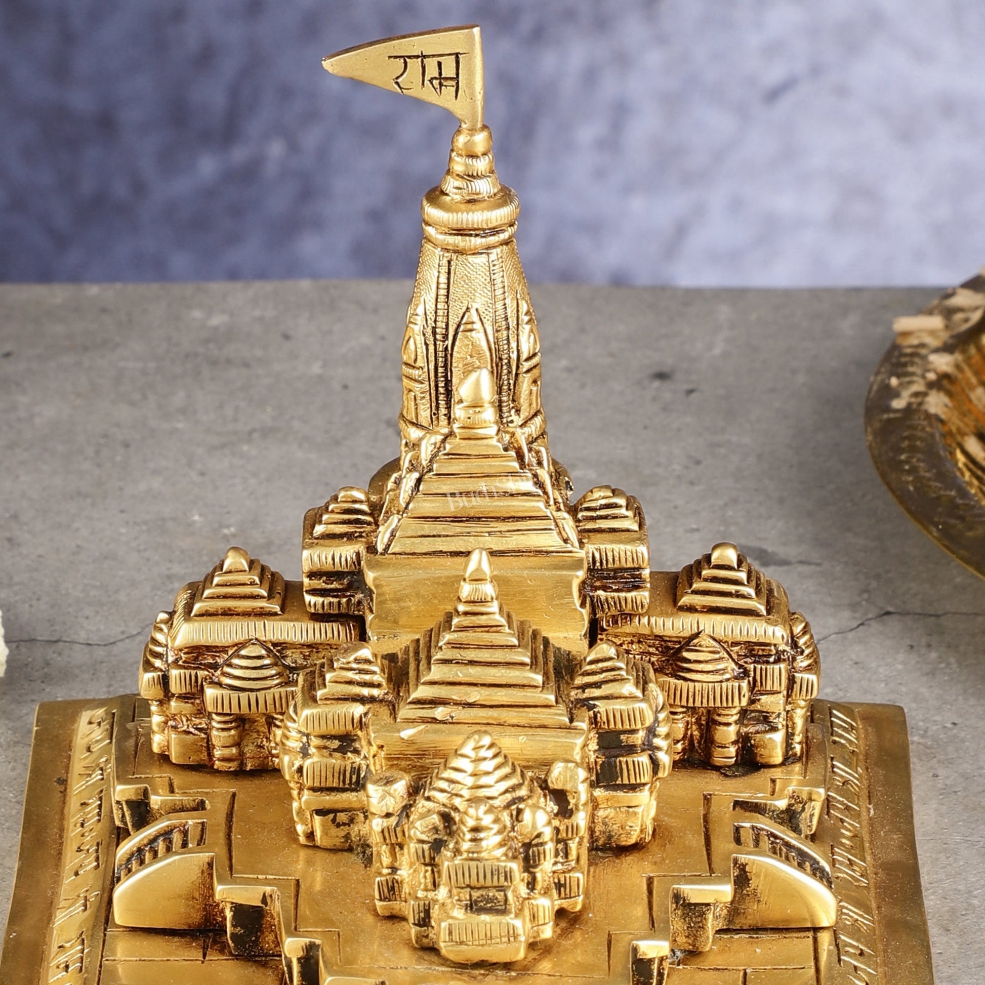 Brass Superfine Ayodhya Shri Ram Mandir Statue - 5 Inch