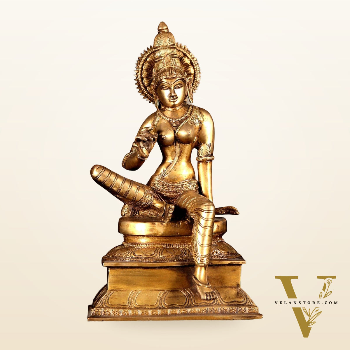 Brass Superfine Bhoga Shakti Goddess Uma Parvati Sitting Statue - 12.5"