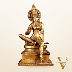 Brass Superfine Bhoga Shakti Goddess Uma Parvati Sitting Statue - 12.5"