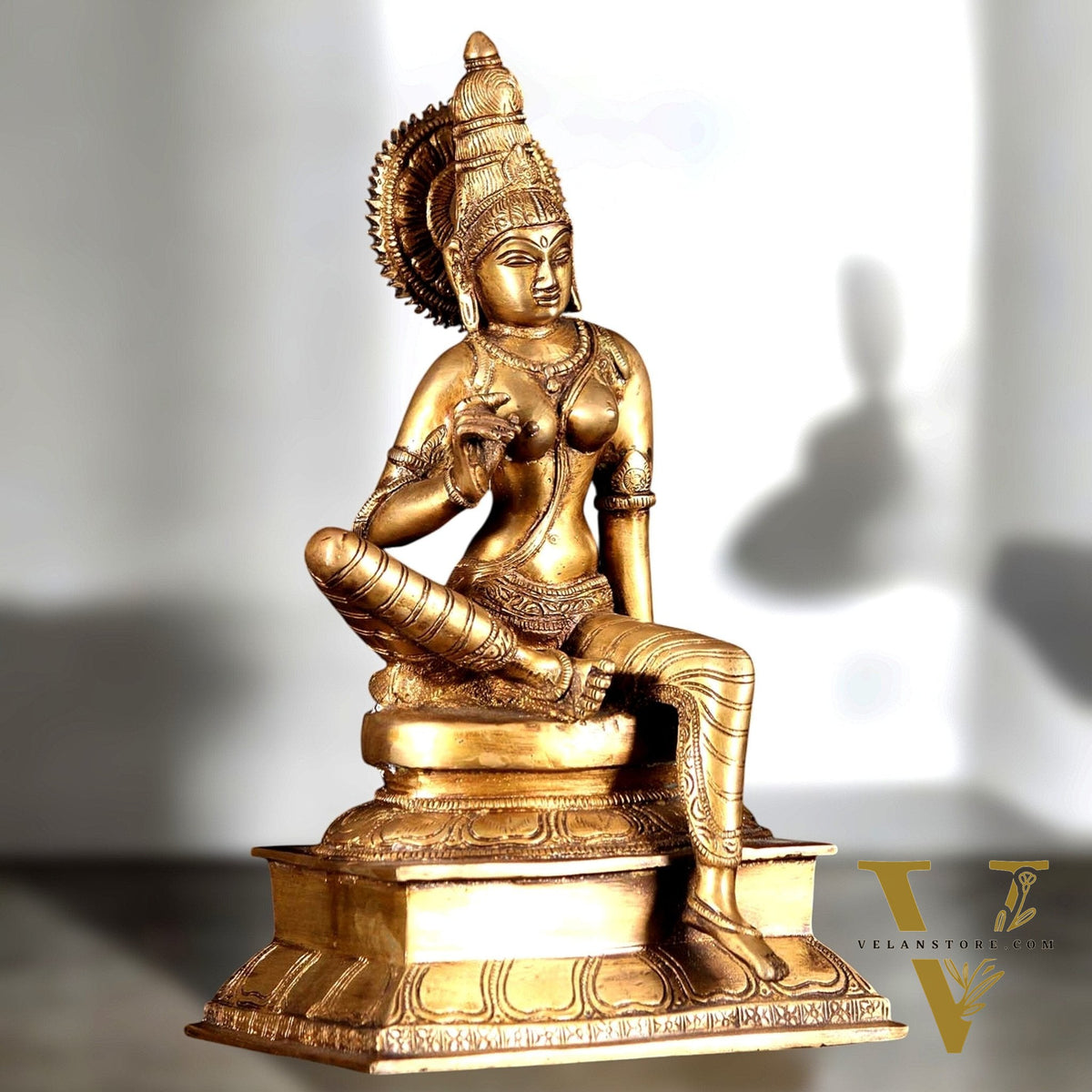 Brass Superfine Bhoga Shakti Goddess Uma Parvati Sitting Statue - 12.5"