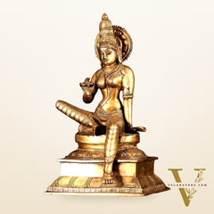 Brass Superfine Bhoga Shakti Goddess Uma Parvati Sitting Statue - 12.5"