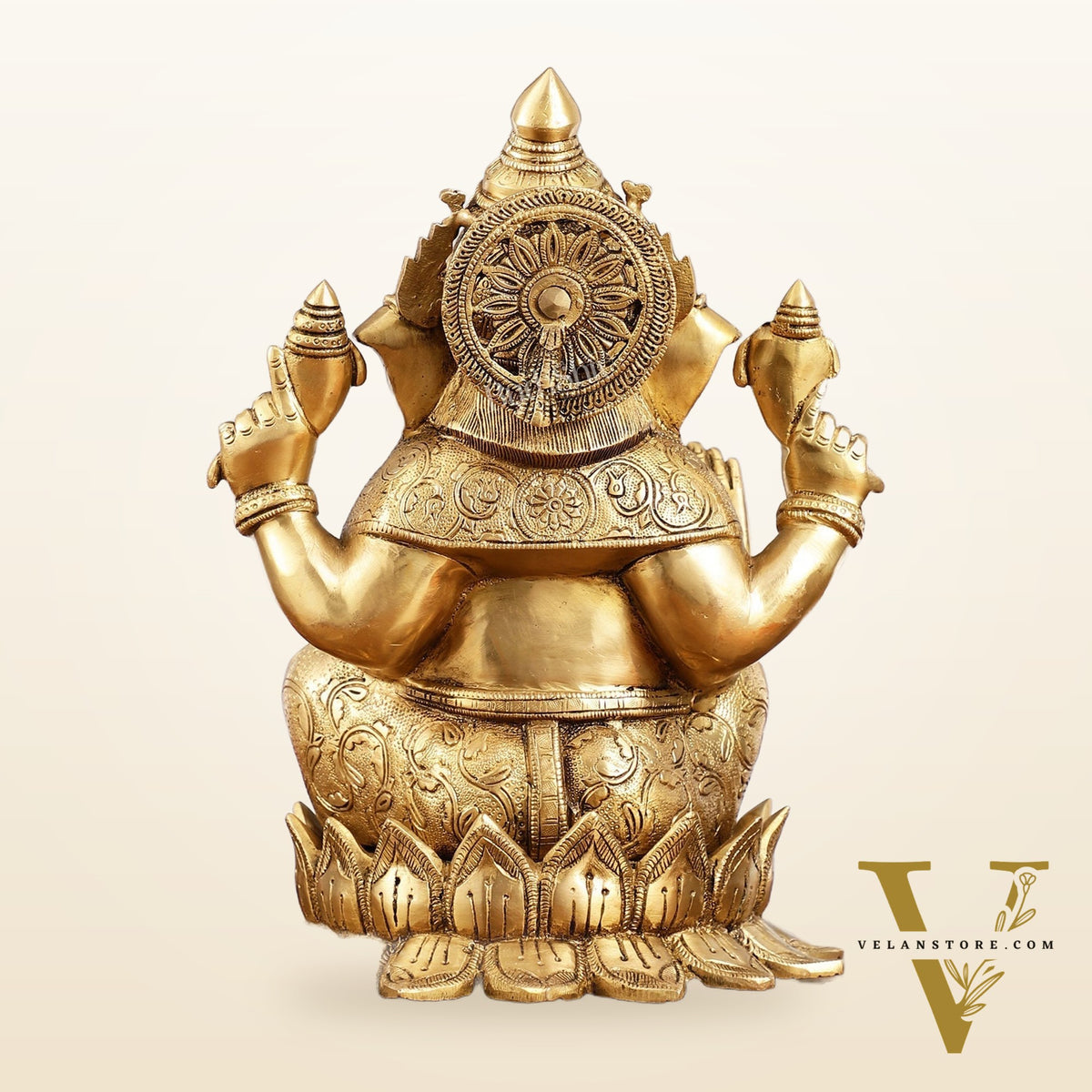 Brass Superfine Big Lord Ganesha Idol for Entrance or Home Temple | Height 15.5 inch