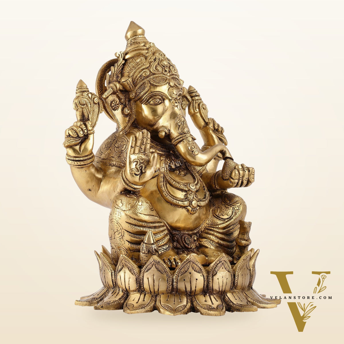 Brass Superfine Big Lord Ganesha Idol for Entrance or Home Temple | Height 15.5 inch