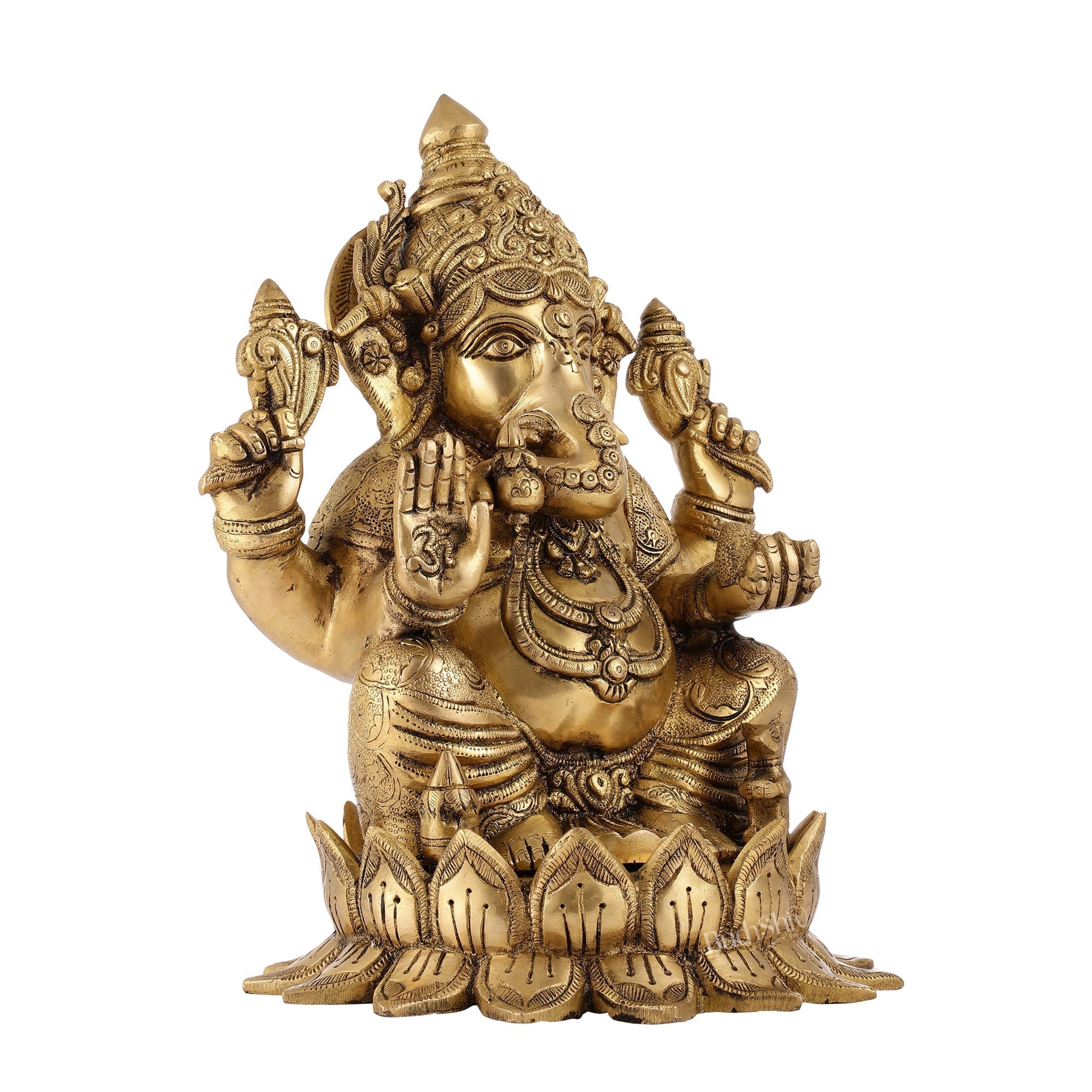 Brass Superfine Big Lord Ganesha Idol (Right Side Trunk) | Height 15.5 inch