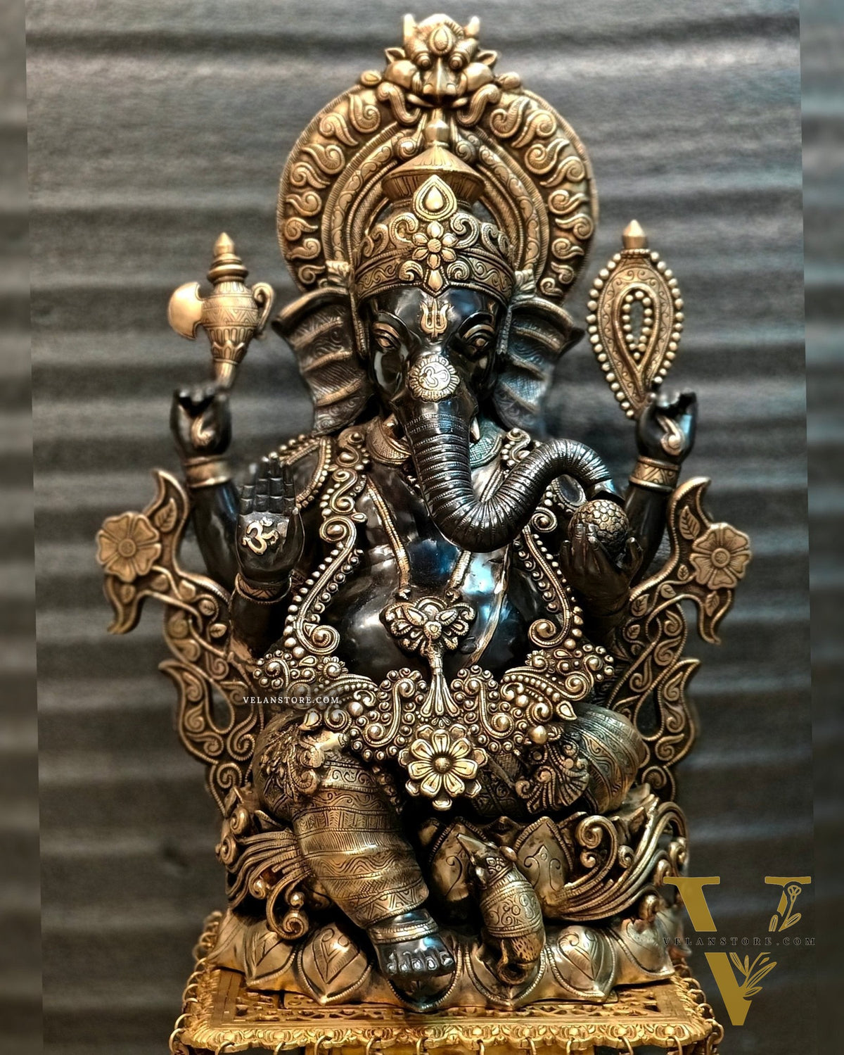 Brass Superfine Black Large Ganesha Statue 29 inch