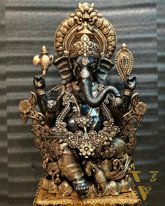 Brass Superfine Black Large Ganesha Statue 29 inch