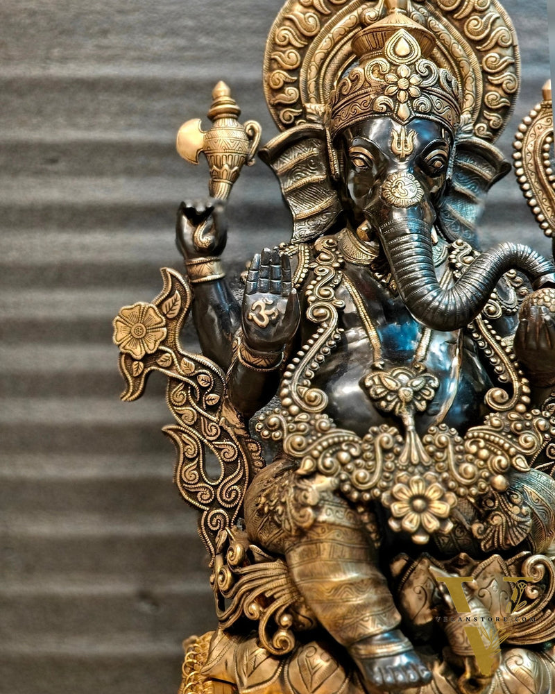 Brass Superfine Black Large Ganesha Statue 29 inch