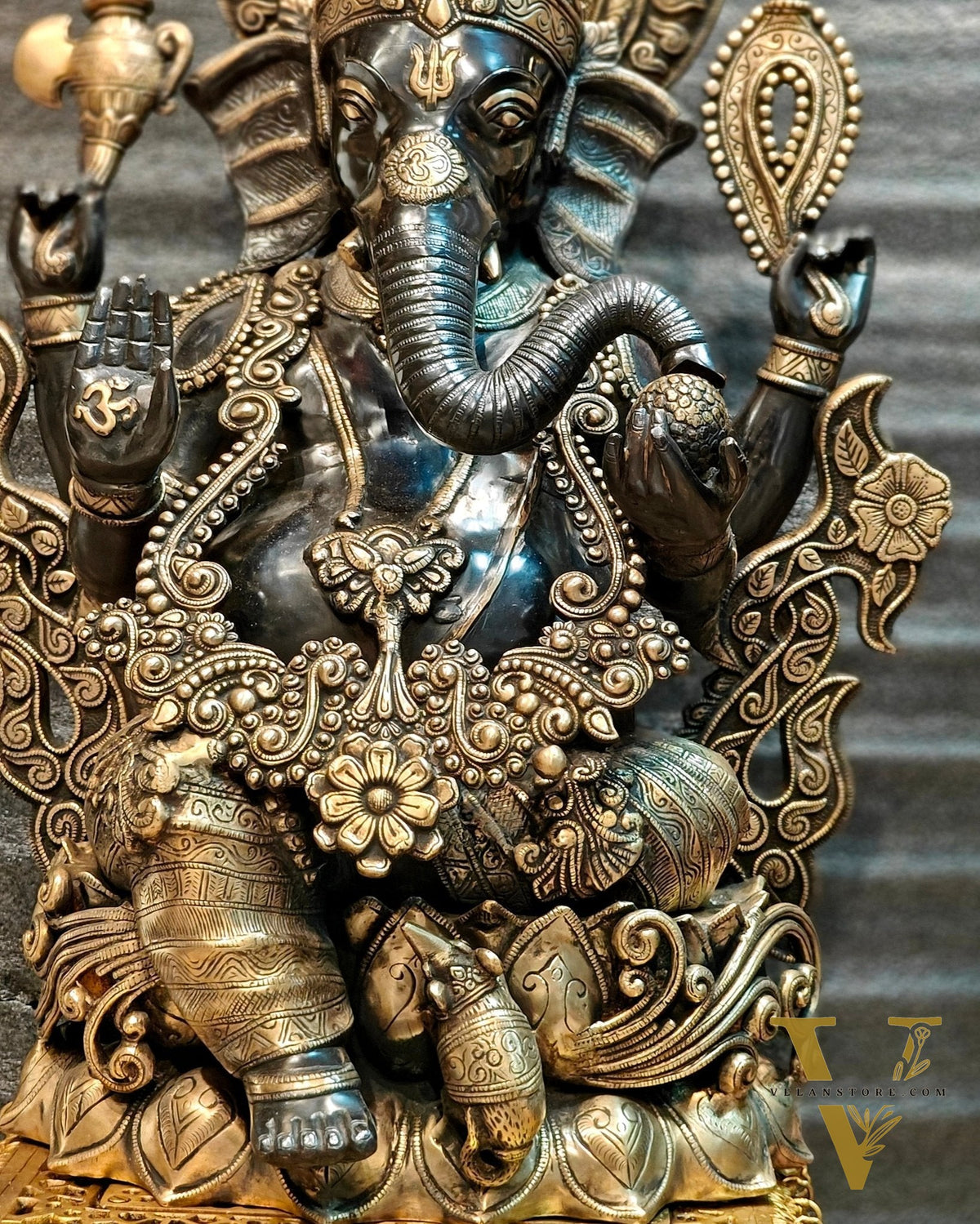 Brass Superfine Black Large Ganesha Statue 29 inch