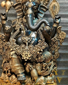 Brass Superfine Black Large Ganesha Statue 29 inch