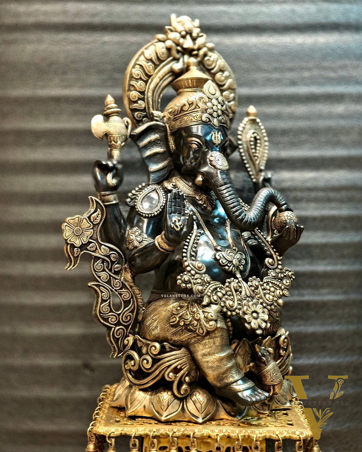 Brass Superfine Black Large Ganesha Statue 29 inch