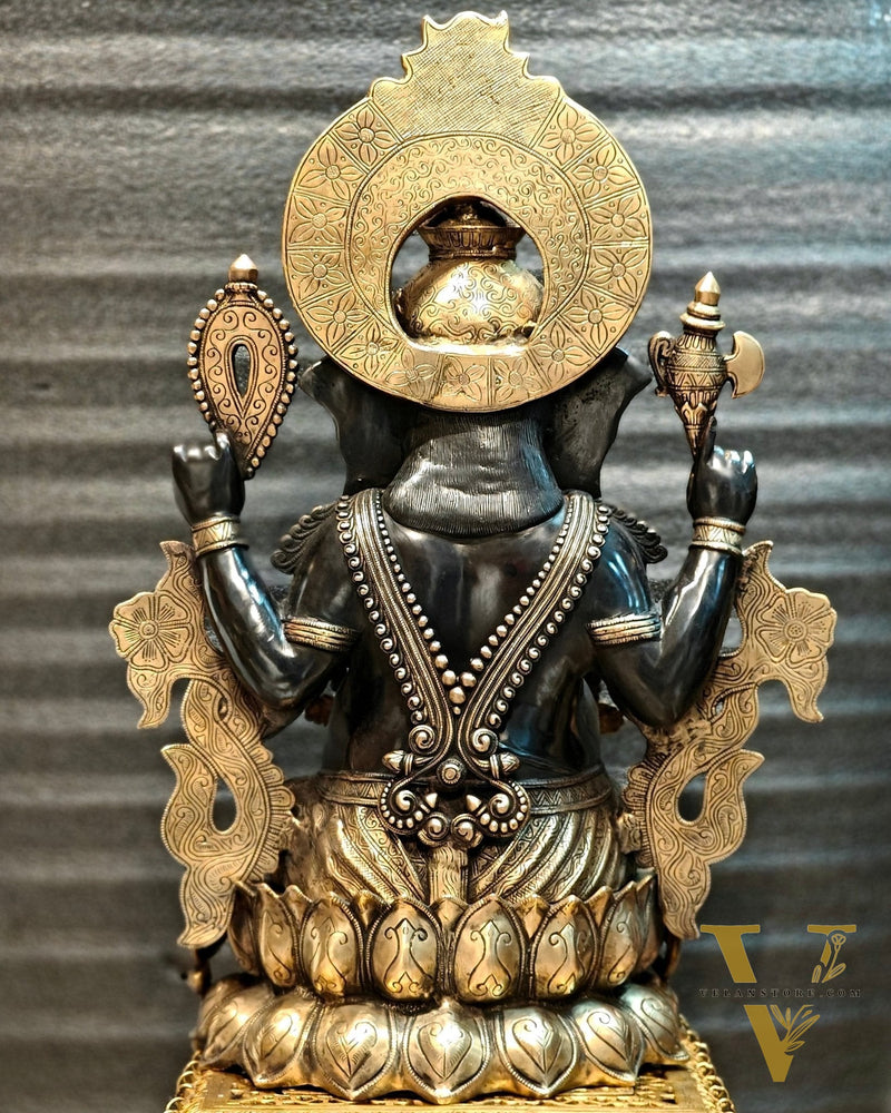 Brass Superfine Black Large Ganesha Statue 29 inch