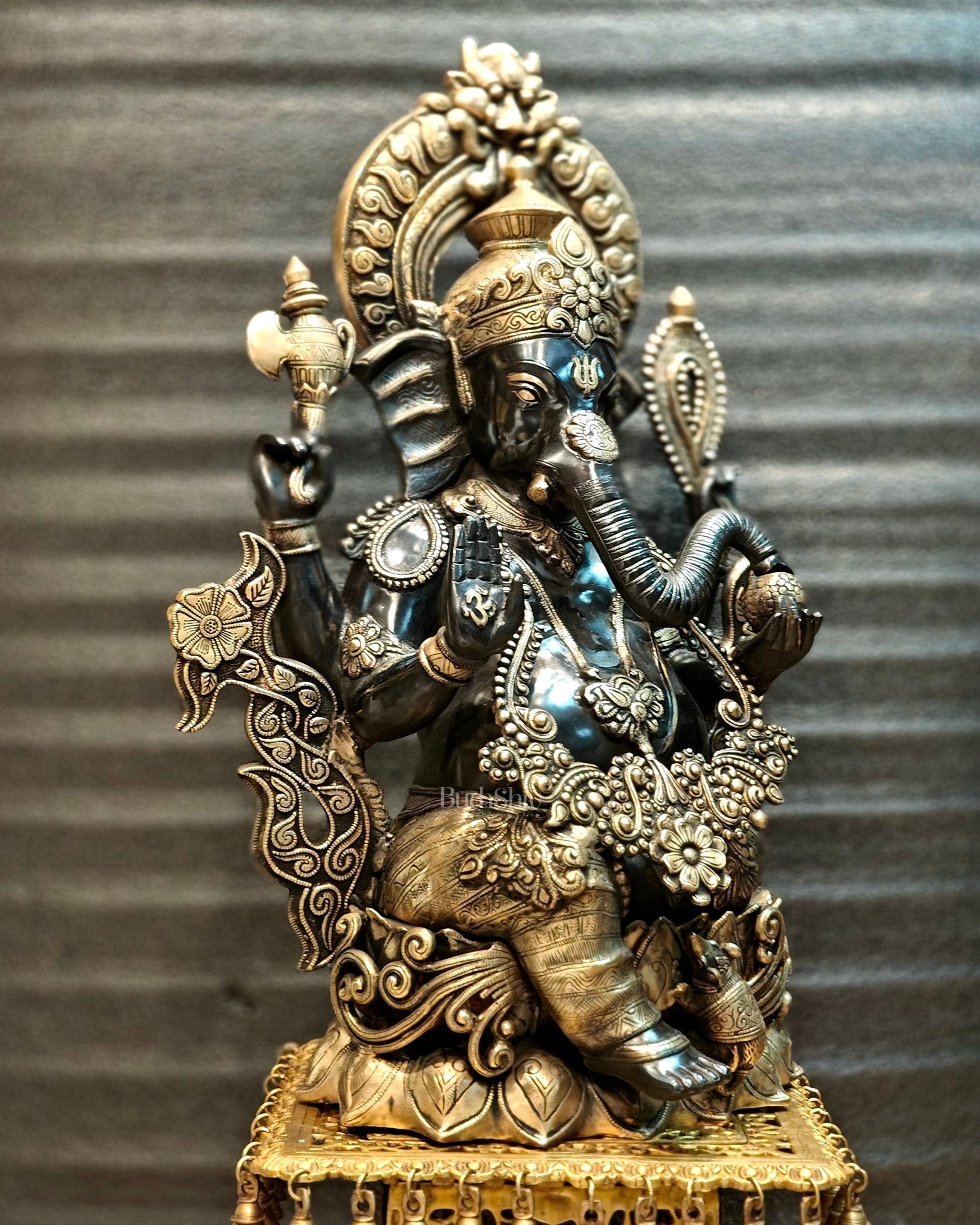 Brass Superfine Black Large Ganesha Statue 29 inch