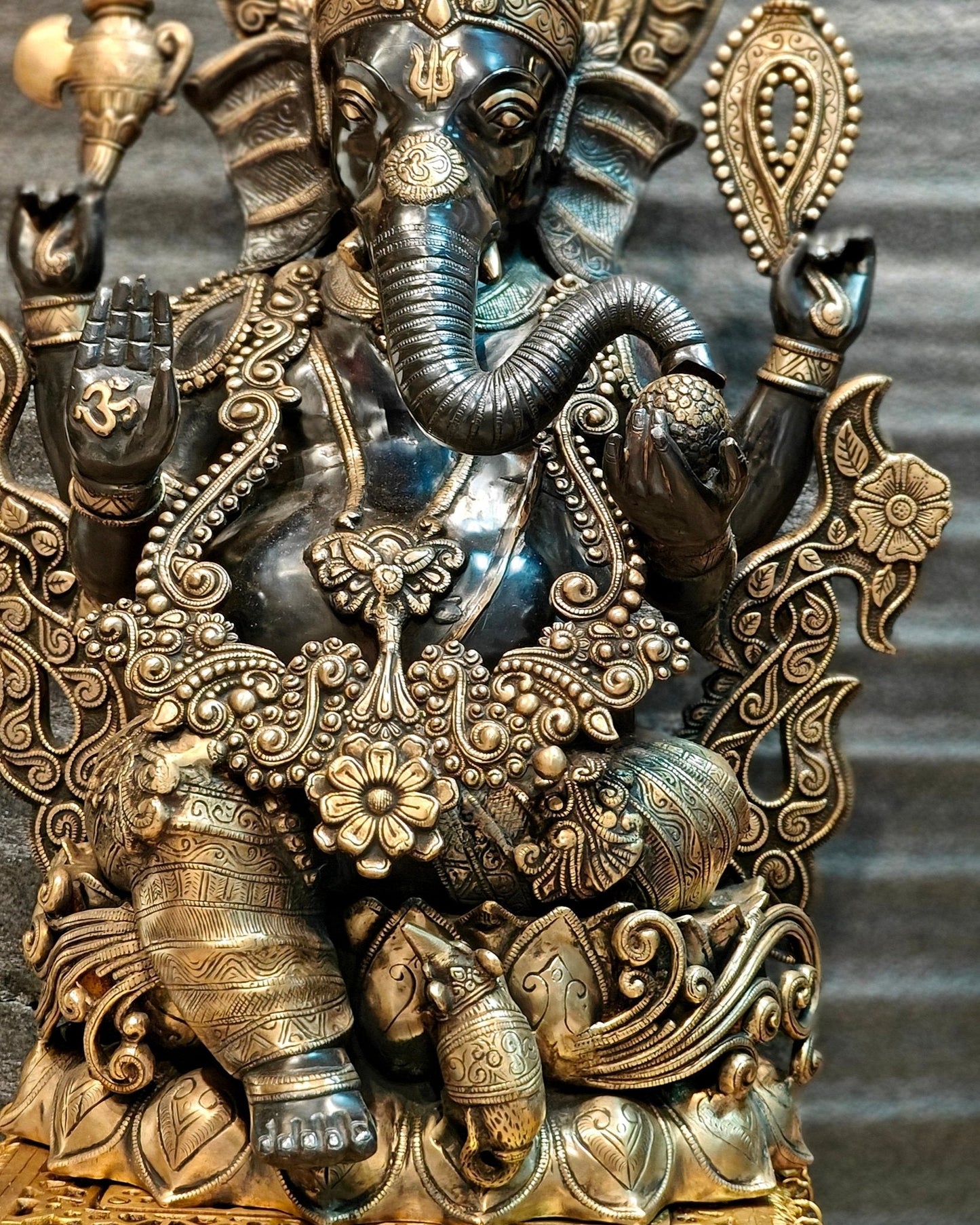 Brass Superfine Black Large Ganesha Statue 29 inch