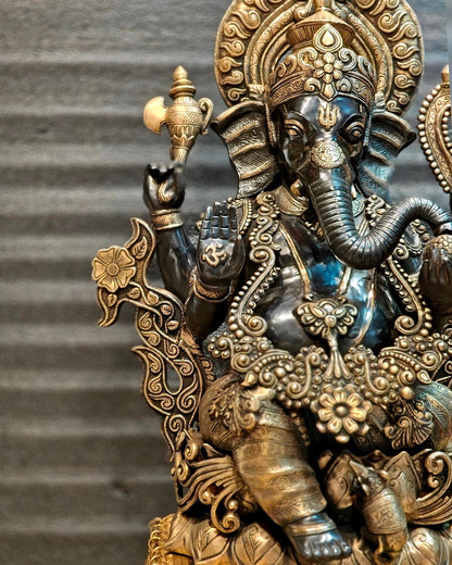 Brass Superfine Black Large Ganesha Statue 29 inch