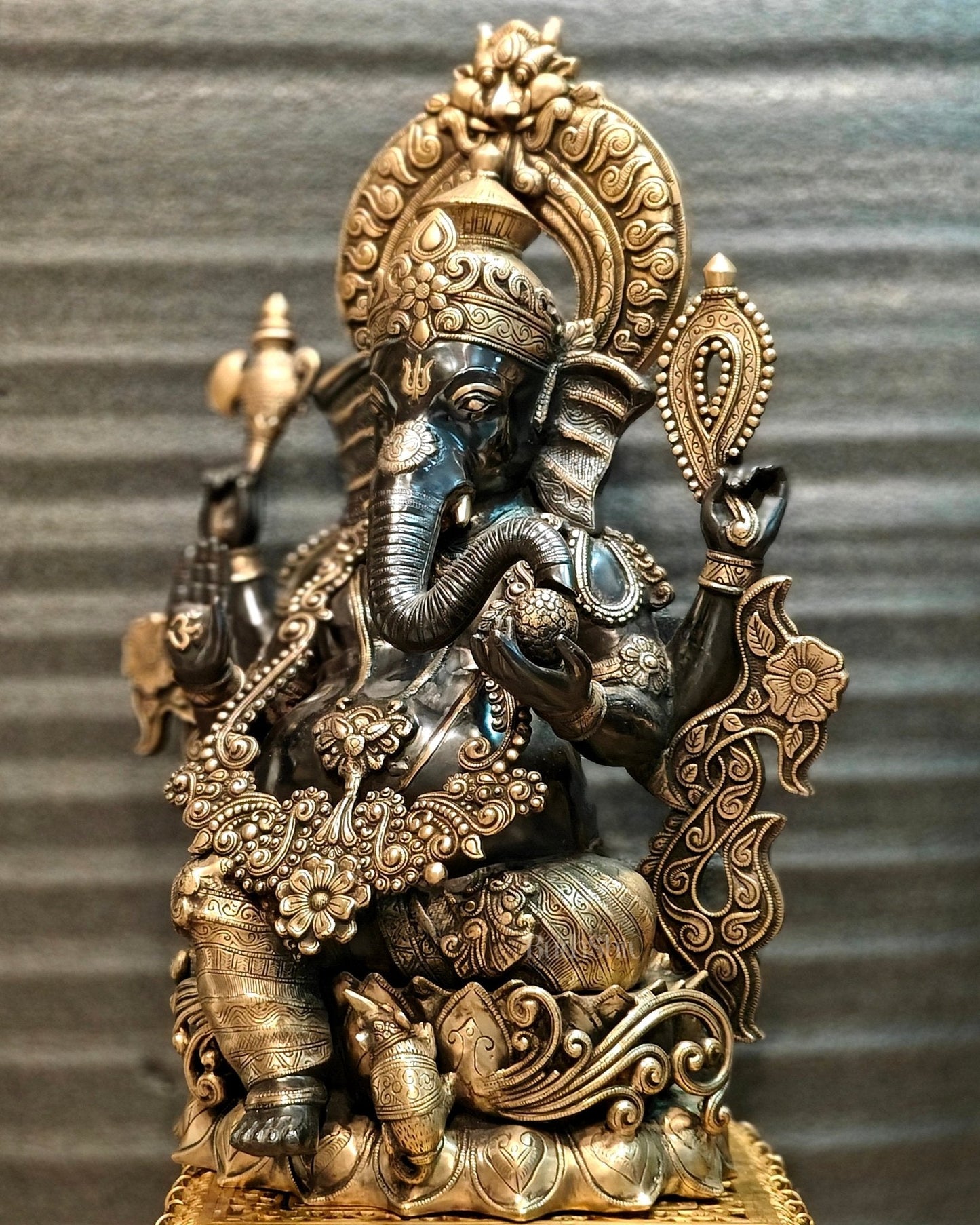 Brass Superfine Black Large Ganesha Statue 29 inch