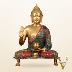 Brass Superfine Buddha Statue with Meenakari - 26 Inch