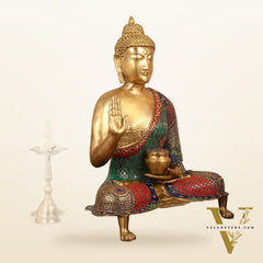 Brass Superfine Buddha Statue with Meenakari - 26 Inch
