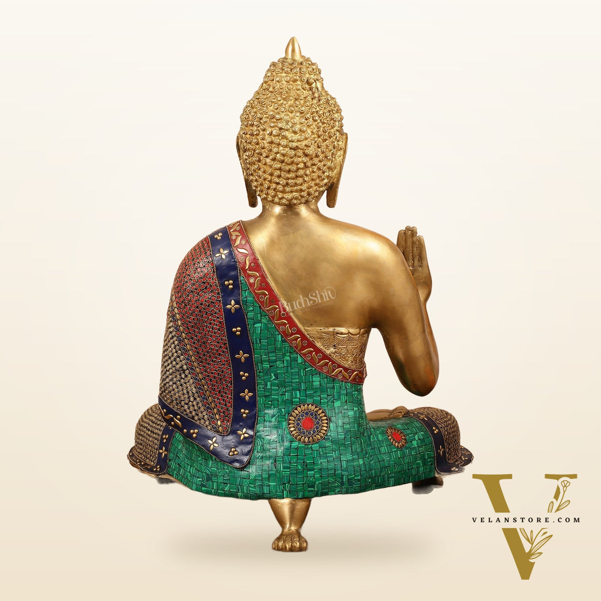 Brass Superfine Buddha Statue with Meenakari - 26 Inch
