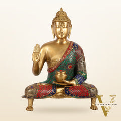 Brass Superfine Buddha Statue with Meenakari - 26 Inch