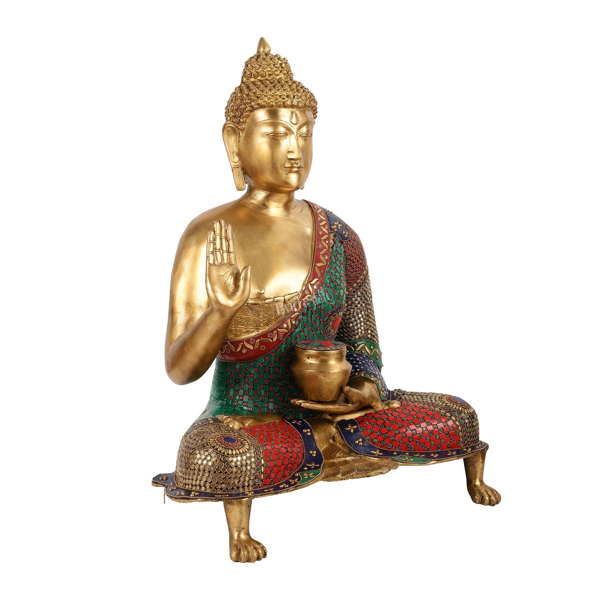 Brass Superfine Buddha Statue with Meenakari - 26 Inch