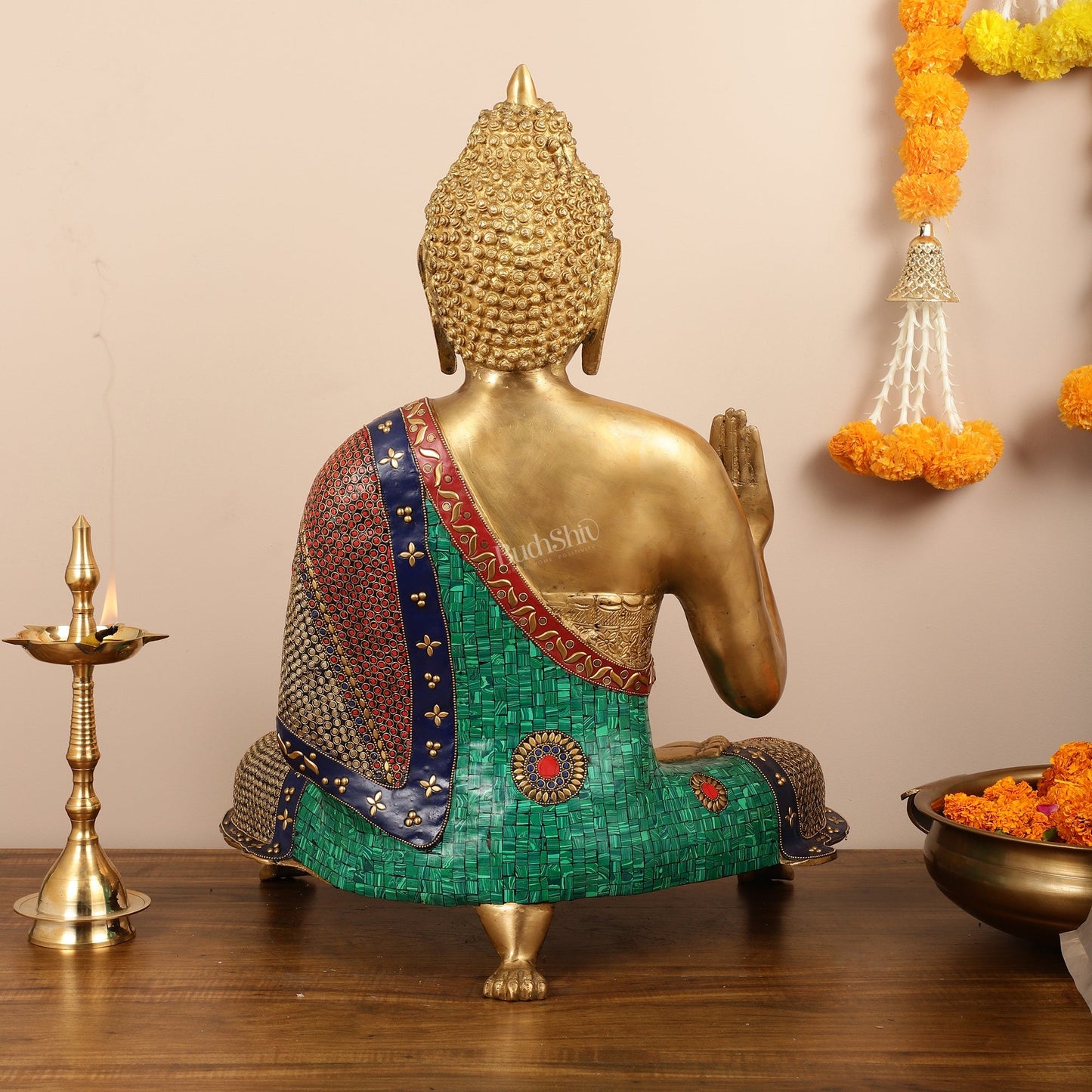 Brass Superfine Buddha Statue with Meenakari - 26 Inch