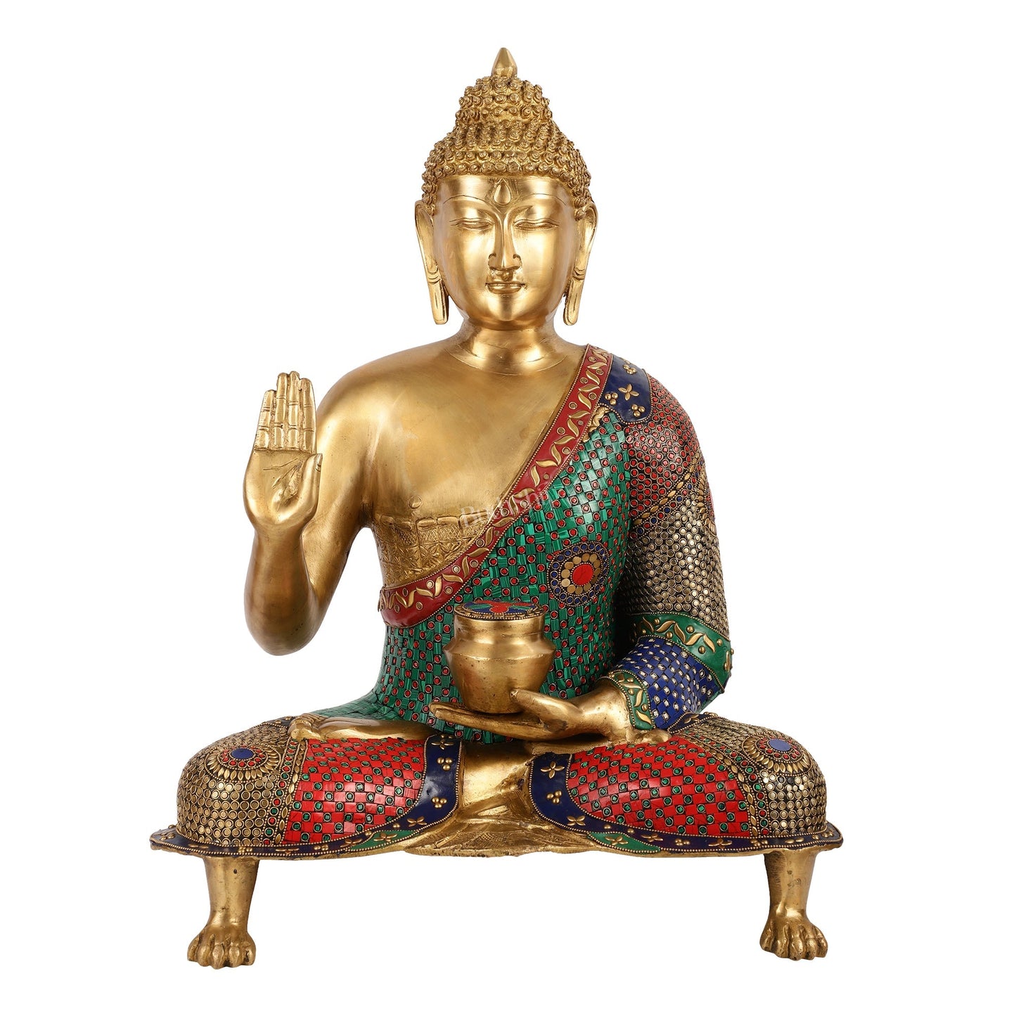 Brass Superfine Buddha Statue with Meenakari - 26 Inch
