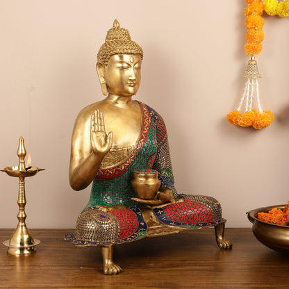Brass Superfine Buddha Statue with Meenakari - 26 Inch