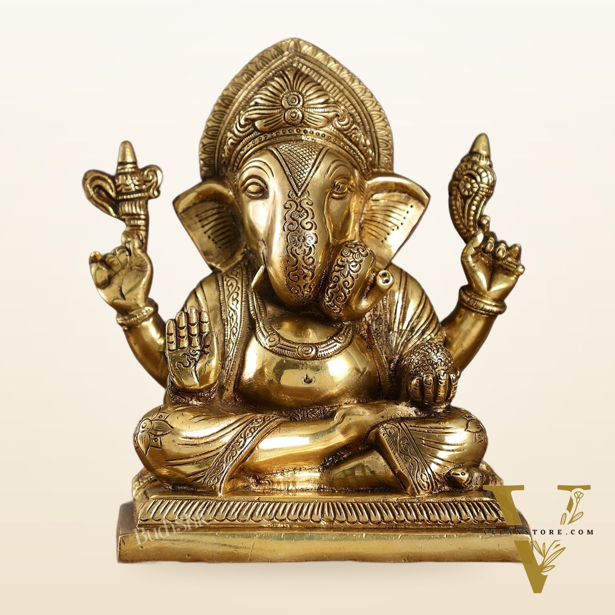 Brass Superfine Dagdusheth Ganapati Idol | Height 8.5 inch