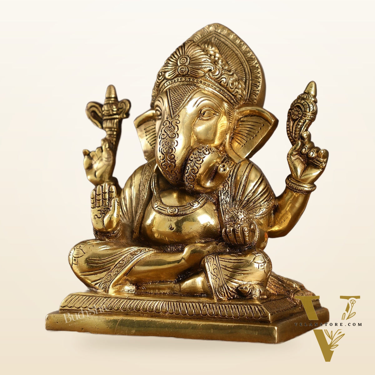 Brass Superfine Dagdusheth Ganapati Idol | Height 8.5 inch