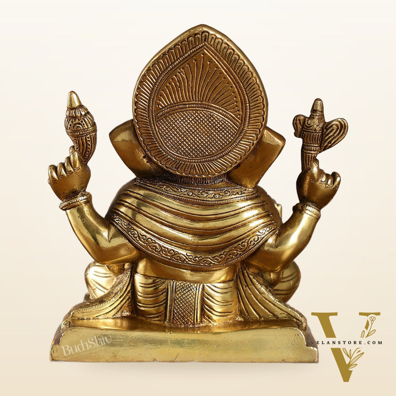 Brass Superfine Dagdusheth Ganapati Idol | Height 8.5 inch